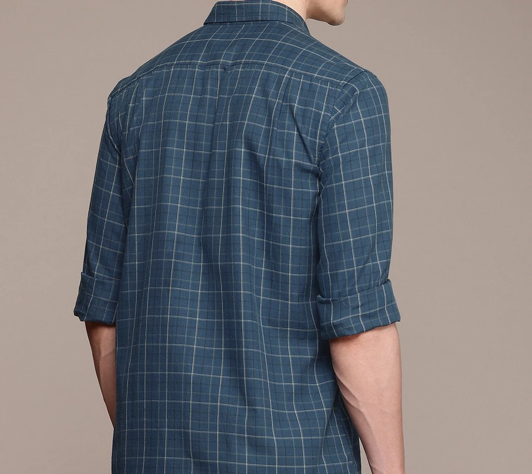 Pure Cotton Classic Grid Tattersall Checked Casual Shirt