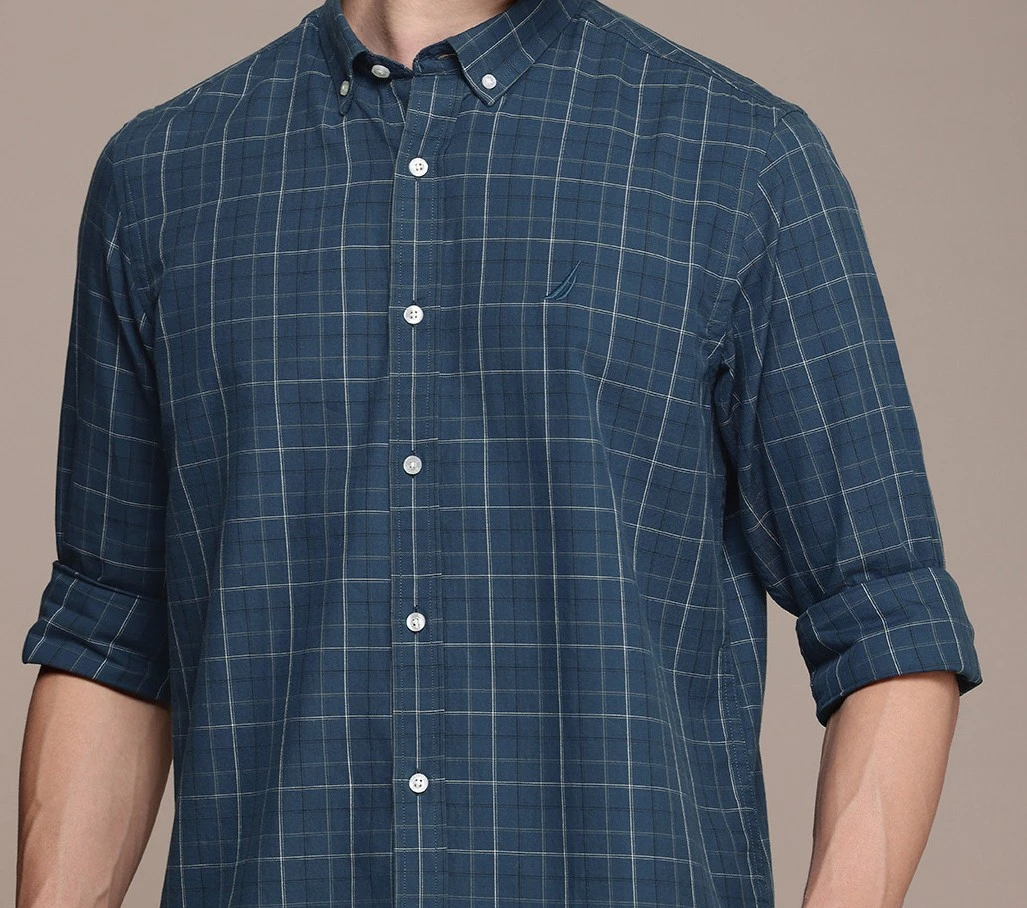 Pure Cotton Classic Grid Tattersall Checked Casual Shirt